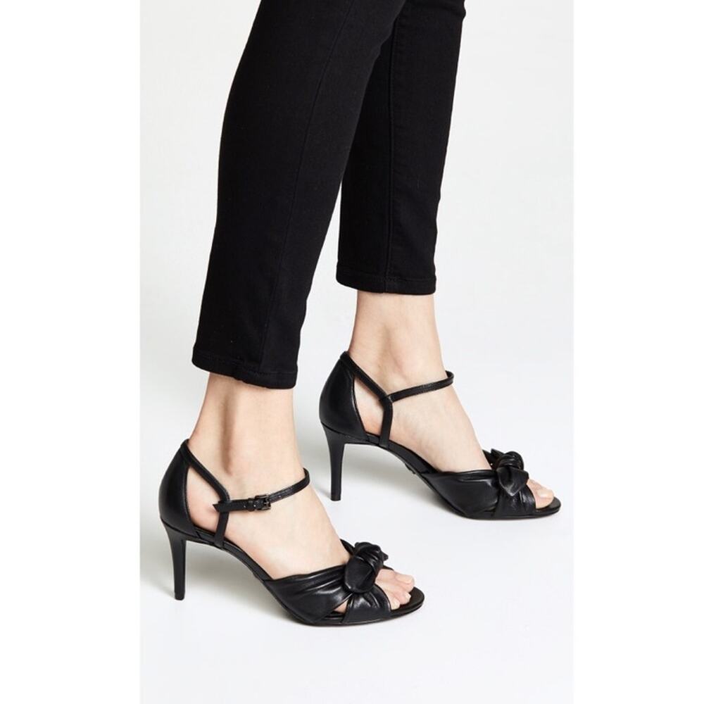 New Michael Michael Kors Open Toe Pippa Sandal in Black Leather Women's Size 7.5